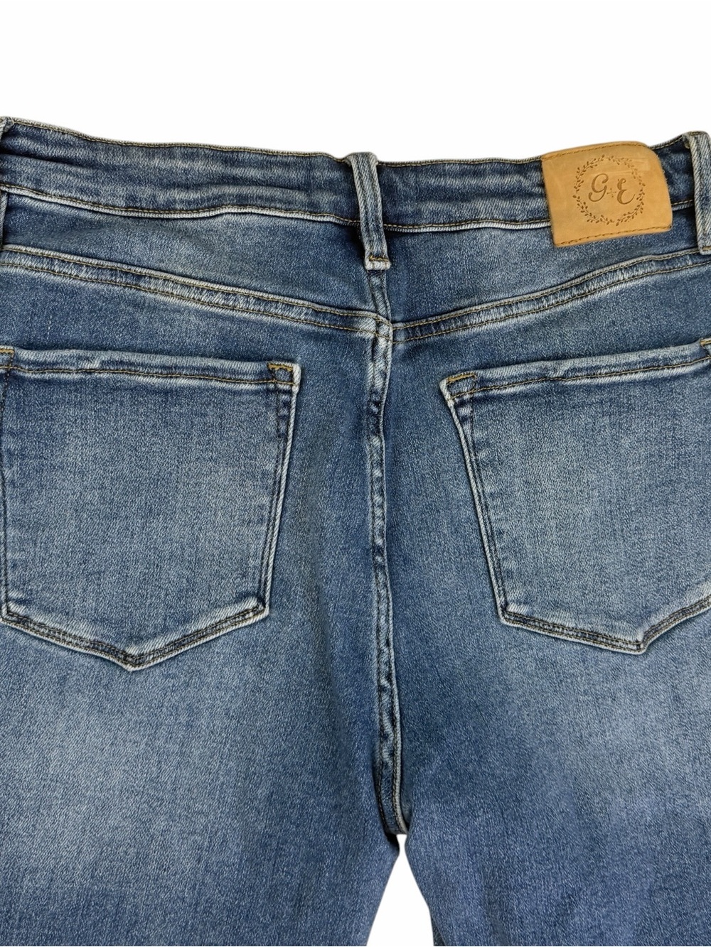 Blue Women's Flare Jeans with Frayed Hem - Picture 3 of 8